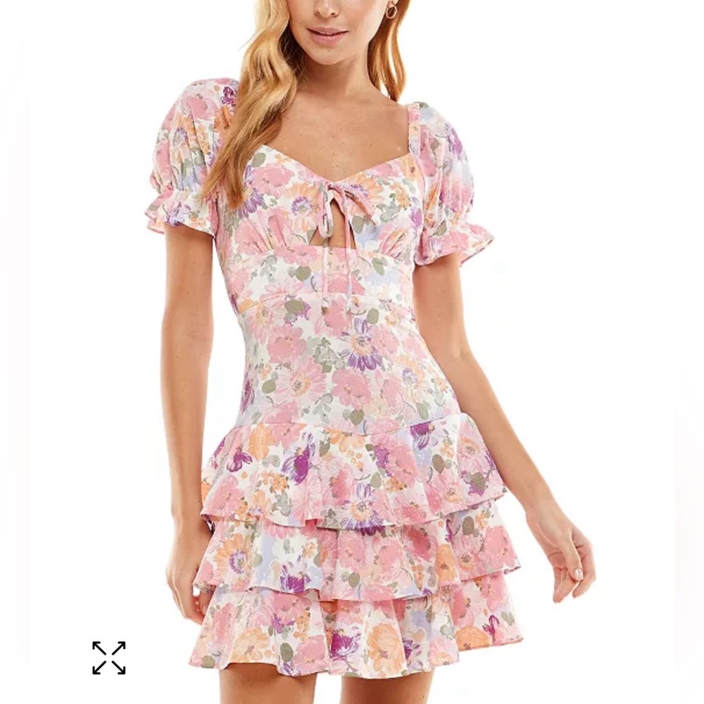 Juniors' Tiered Tie-Bodice Dress